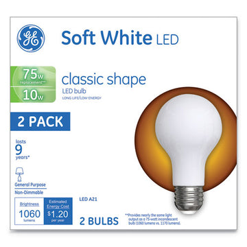 GE Classic Led Soft White Non-dim A21, 10 W, 2-pack freeshipping - TVN Wholesale